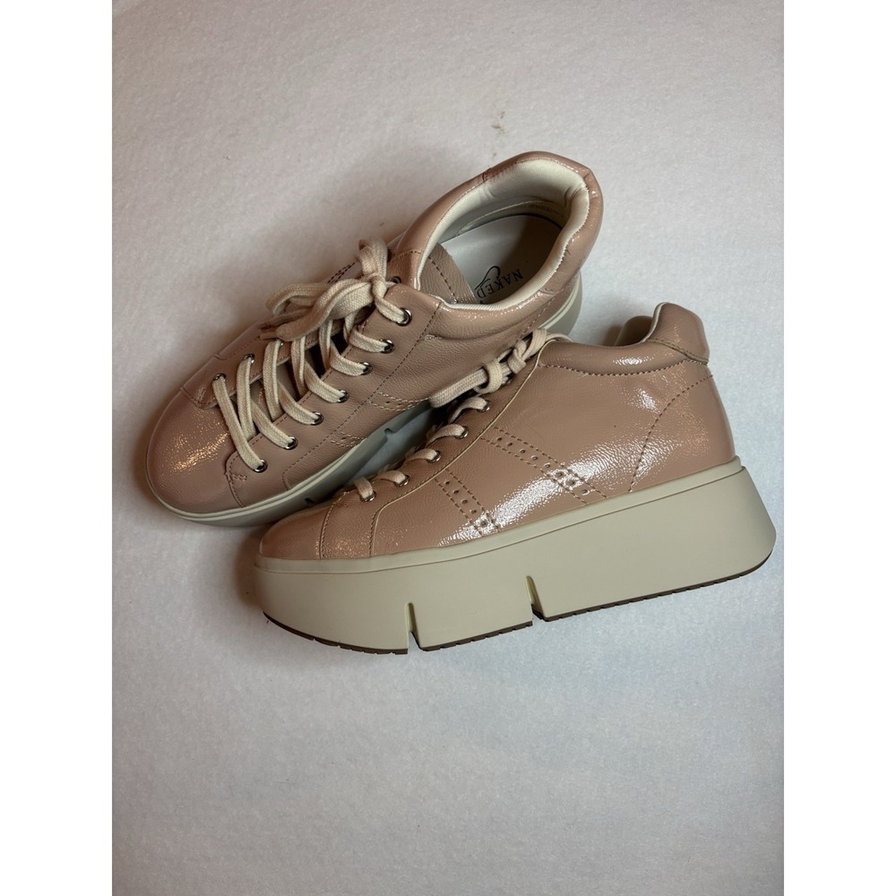 Naked Feet Women's Low Top Lace-Up Sneakers Baby Pink Solid Platform Sole